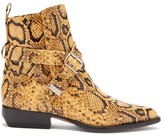 Thumbnail for your product : Chloé Python-effect Leather Ankle Boots - Black Yellow