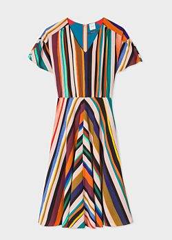 Women's V-Neck 'Expressive Stripe' Print Dress