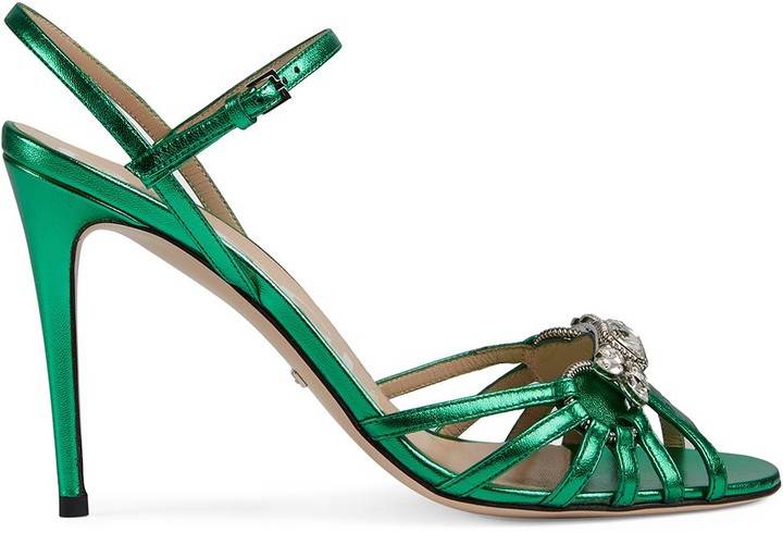 Gucci Green Heeled Women's Sandals 