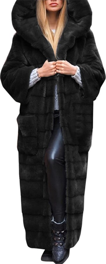 BUKINIE Womens Winter Oversize Furs Coat Jacket Luxury Faux Fur Thick Big  Hooded Parka Long Overcoat Peacoat Warm Shearling Shaggy Coats Jackets  A-Black - ShopStyle