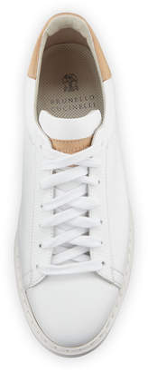 Brunello Cucinelli Men's Leather Sneakers, White