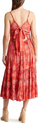 Angie Floral Print Tie Back Maxi Dress