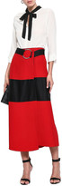 Thumbnail for your product : Amanda Wakeley Belted Paneled Cloque And Satin Midi Skirt