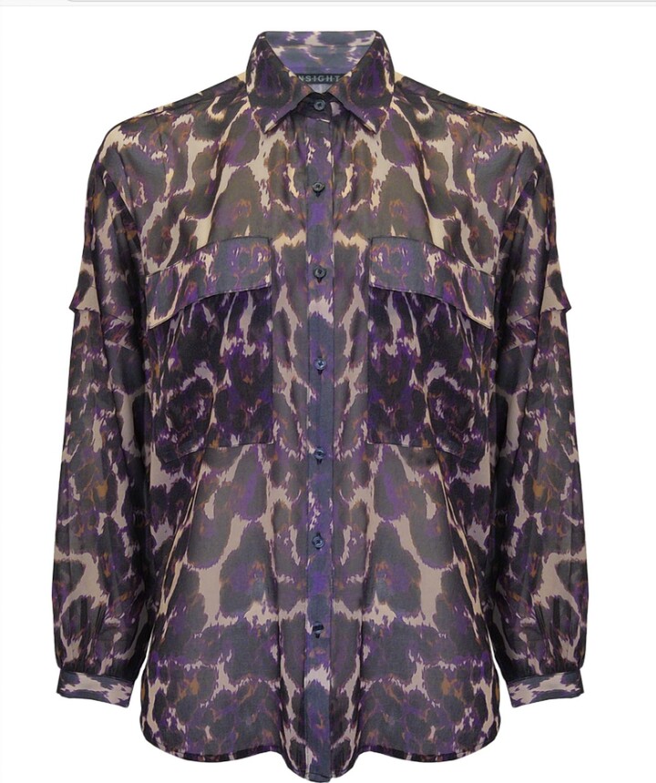 Insight Women's Georgette Long Sleeve Button Down Blouse In Violet