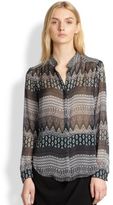 Thumbnail for your product : L'Agence Printed Silk-Chiffon Blouse