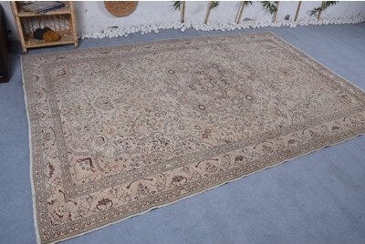 Isabelline Brown Luxury Rugs, Floor Rugs, Moroccan Rug, Vintage Rug, 6.6x6.3 ft Large Rugs, Turkish Rug