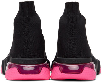 Balenciaga Black & Pink Clear Sole Speed Sneakers
