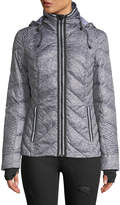 Thumbnail for your product : Blanc Noir Metallic Zip-Front Quilted Puffer Jacket with Reflective Trim