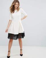 Thumbnail for your product : Traffic People Trafffic People 3/4 Sleeve Skater Dress With Lace Insert