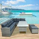 Thumbnail for your product : Red Barrel Studio 6-piece Patio Furniture Set Outdoor Sectional Sofa With Glass Table, Ottomans For Pool, Backyard, Lawn (black)