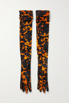 Thumbnail for your product : Dries Van Noten Printed Velvet Gloves - Orange
