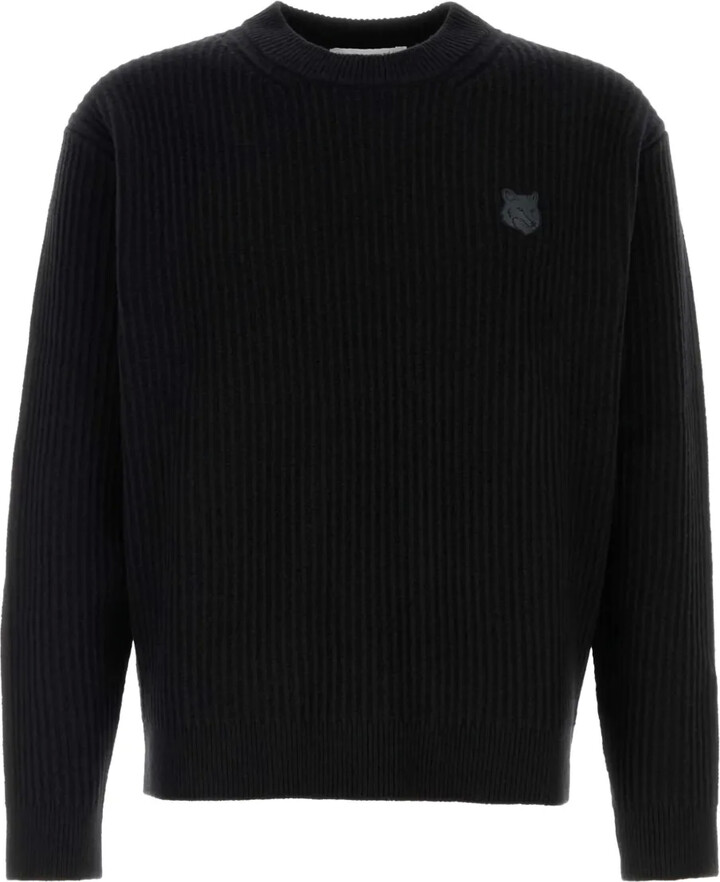 MAISON KITSUNÉ Fox-Patch Ribbed Wool Sweater