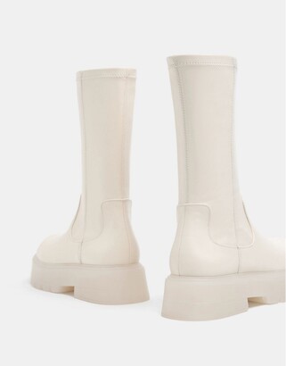 Bershka pull on chelsea boots in beige with clear sole - ShopStyle