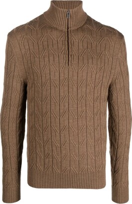 Capasa Milano Jacquard Logo Sweater - Mann Strick Brown L for Men