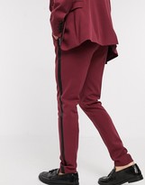 Thumbnail for your product : ASOS DESIGN super skinny tuxedo suit trousers in burgundy