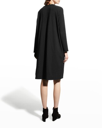 Eileen Fisher Crewneck Side-Slit Stretch Jersey Dress
