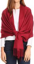 Thumbnail for your product : Sakkas 1746 - Iris Warm Super Soft Cashmere Feel Pashmina Shawl/Scarf with Fringes - Maroon/Pink Stripe - OS