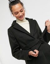 Thumbnail for your product : New Look belted tailored coat in black
