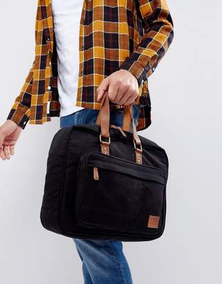 ASOS Briefcase In Canvas With Leather Trims