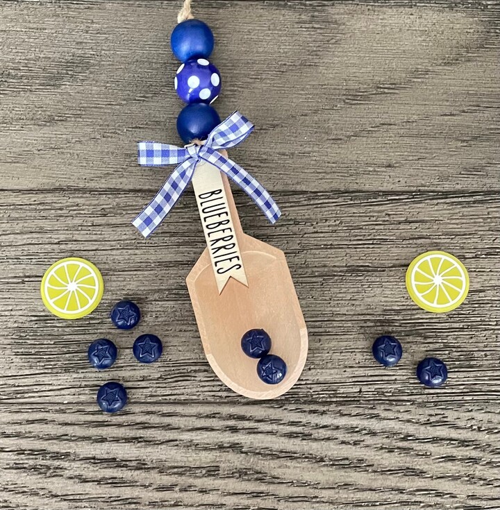 Etsy Farmhouse Blueberry Canister Scoop Garland, Decor, Wooden Beads Wood Scoop, Tiered Tray Lemons