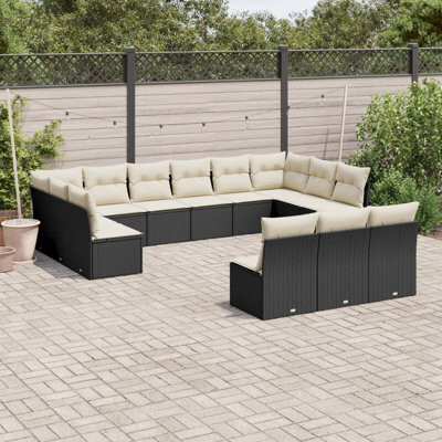 VidaXL Garden Sofa Set Black Cream White