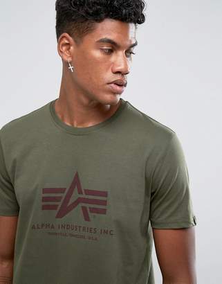 Alpha Industries Logo T-Shirt Regular Fit In Dark Green