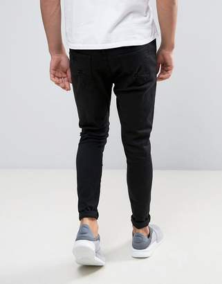 Good For Nothing Muscle Fit Super Skinny Jeans In Black With Distressing