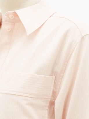See by Chloe Long-sleeved Ribbed Cotton-poplin Shirt Dress - Light Pink