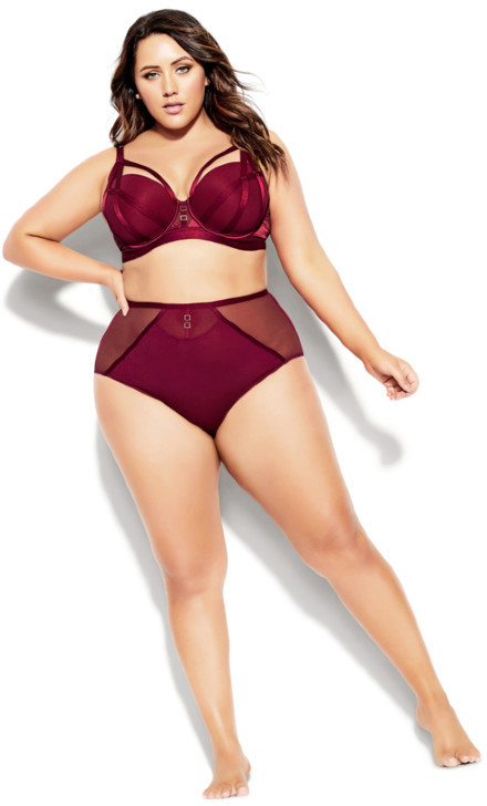 City Chic Onyx Longline Contour Bra - cerise