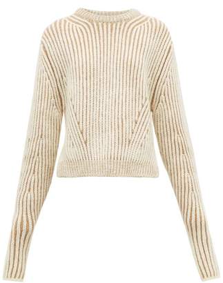 Chloé Two-tone Ribbed Wool-blend Sweater - Womens - Beige Multi