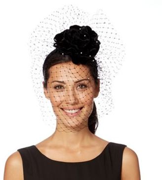 Stephen Jones Top Hat by Designer black velvet flower veiled headband