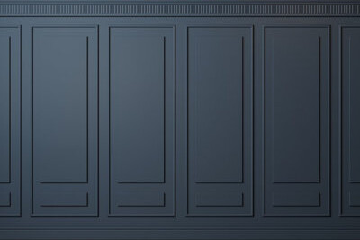 Red Barrel Studio Deep Navy Classic Panel Wall Mural – Modern Wainscoting Interior Design