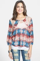 Thumbnail for your product : Fire Mixed Media Peasant Top (Juniors)