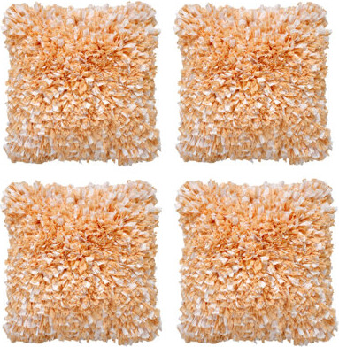 WARISI Set of 4 Tissue Paper Shag Cushion (Insert Included)