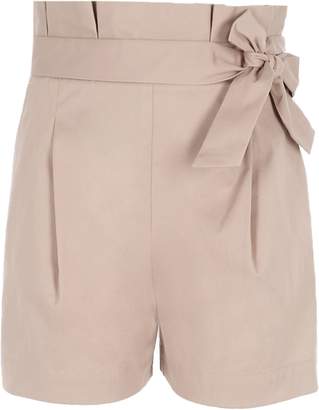 River Island Girls Beige paper bag waist shorts