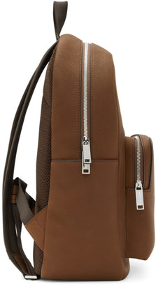 HUGO BOSS Brown Leather Crosstown Backpack