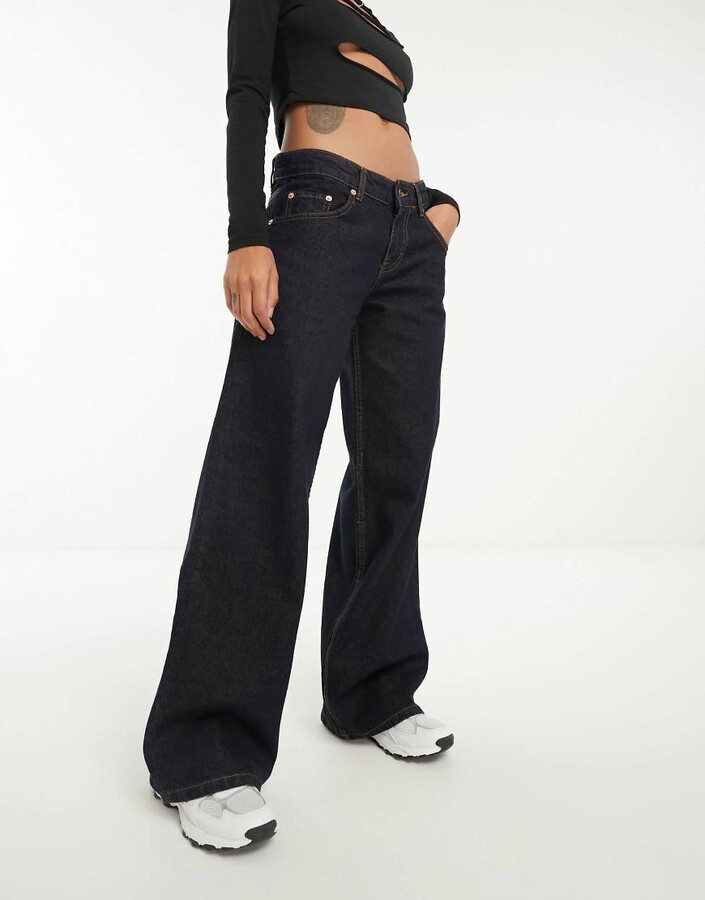Motel roomy extra wide low rise jeans in indigo blue ShopStyle