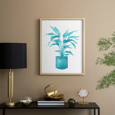 Lark Manor Watercolor House Plant IV Framed Print - Solid Wood