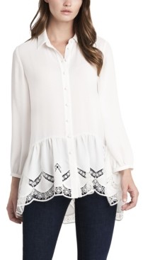 vince camuto long sleeve ruffle lurex top