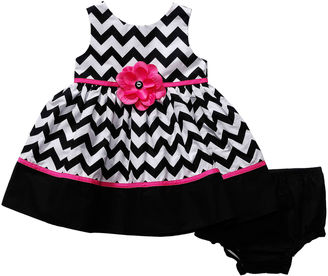 Youngland Young Land Chevron Dress and Diaper Cover - Girls 3m-24m