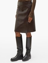Thumbnail for your product : The Row Narai Asymmetric Leather Skirt - Dark Brown