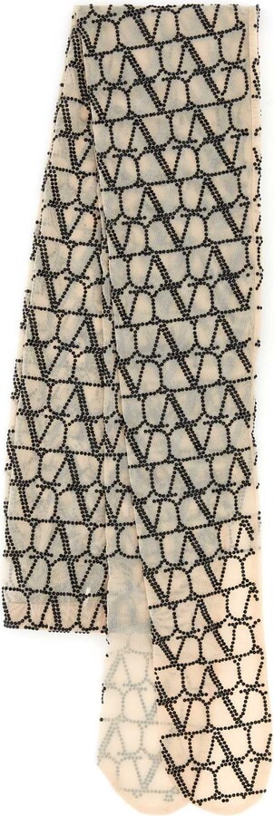 タイツ・ソックス Valentino Garavani Embroidered Toile Iconographe Tulle Stras Valentino Garavani Embroidered Toile Iconographe Tulle