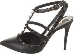 Valentino Rockstud Accents Leather T-Strap Pumps