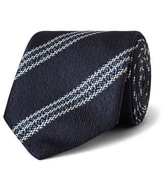 Ermenegildo Zegna 7cm Striped Textured-silk Tie - Storm blue