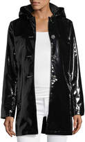 Thumbnail for your product : Jane Post Button-Front Shiny Waterproof Rain Slicker Jacket
