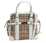Thumbnail for your product : Burberry white and beige nova check canvas leather accent convertible top handle tote