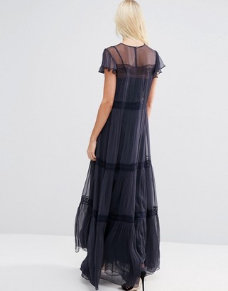 Needle & Thread Chiffon Lace Maxi Dress