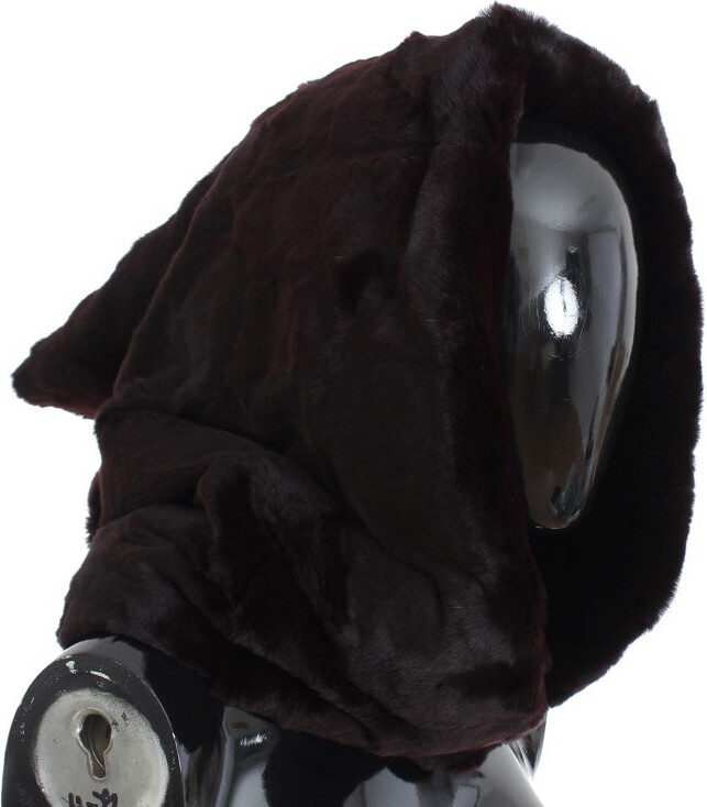 Dolce & Gabbana Purple Weasel Fur Crochet Hood Scarf Women's Hat