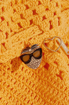 Stella McCartney Embellished Crocheted Stretch Cotton-blend Bikini - Mustard