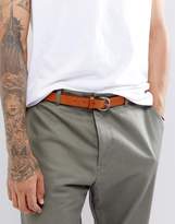 Thumbnail for your product : ASOS Slim Leather Belt In Tan With Distressed Round Buckle